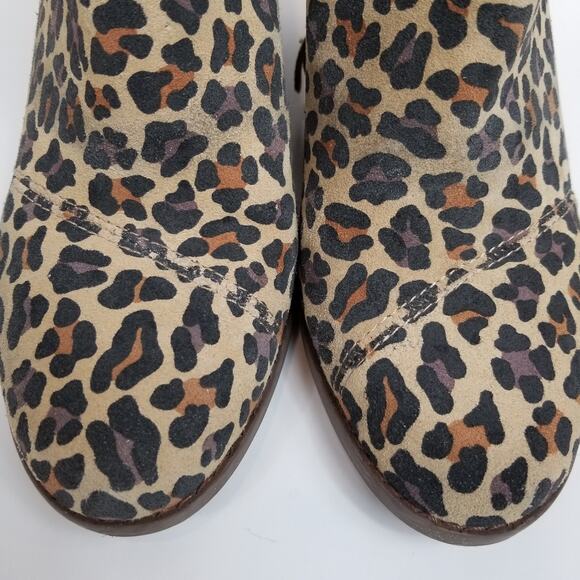 TOMS Women's Sadie Suede Wedge Heel Leopard Leather Suede Ankle Boots Size 8 - Picture 4 of 8